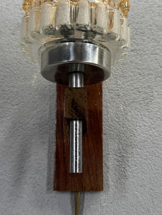 Image 1 of Vintage wall lamp with glass and wood