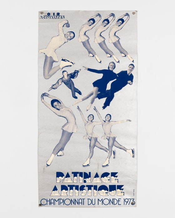 Image 1 of Championnat Du Monde Patinage Artistique 1973 Originale Vintage Serigrafia Poster Sport Invernali Pattinaggio di Figura 80x40 cm