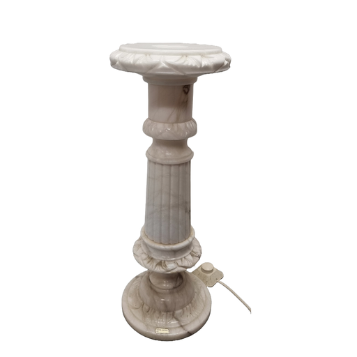Pilier vintage en albâtre avec lampe