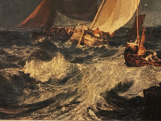 Image 1 of D'après J.M.W. Turner (1775-1851) - Jetée de Calais - Huile sur toile encadrée 104 x 81 cm