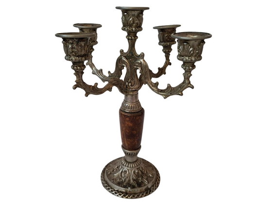 Image 1 of Elegant Vintage 5-Light Candelabra – Signed by AGAD in 1970s Baroque Style