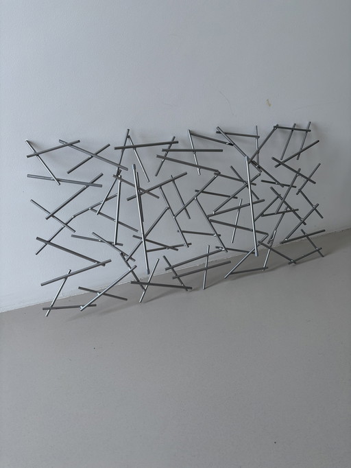 Vintage Obstschale aus Metall mit abstraktem Design, großes Modell, ca. 74 x 38 cm