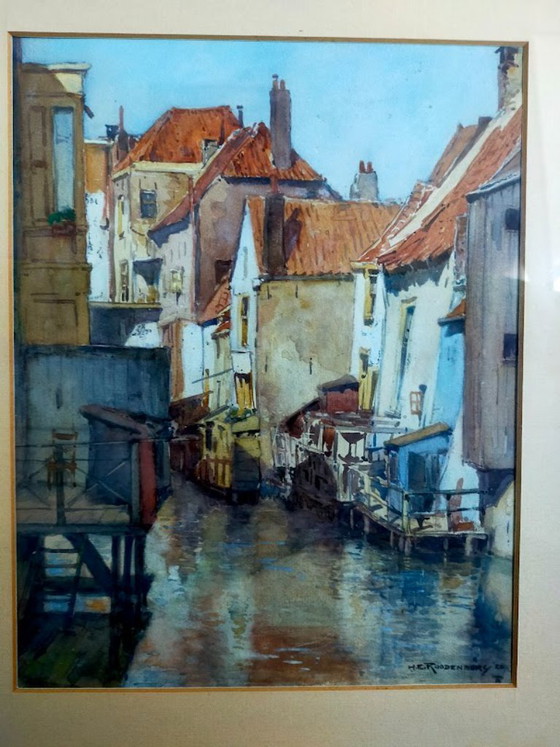 Image 1 of Watercolor from 1926 of Zutphen by H.E. Roodenburg (heirloom)