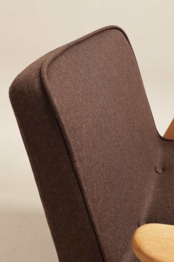 Image 1 of Lounge Chair Retro Style Cacao Wool Upholstery Natural beech wood