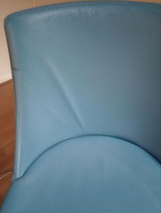 Image 1 of 2 X Blue Leather Chairs Bert Plantagie Rho Spin