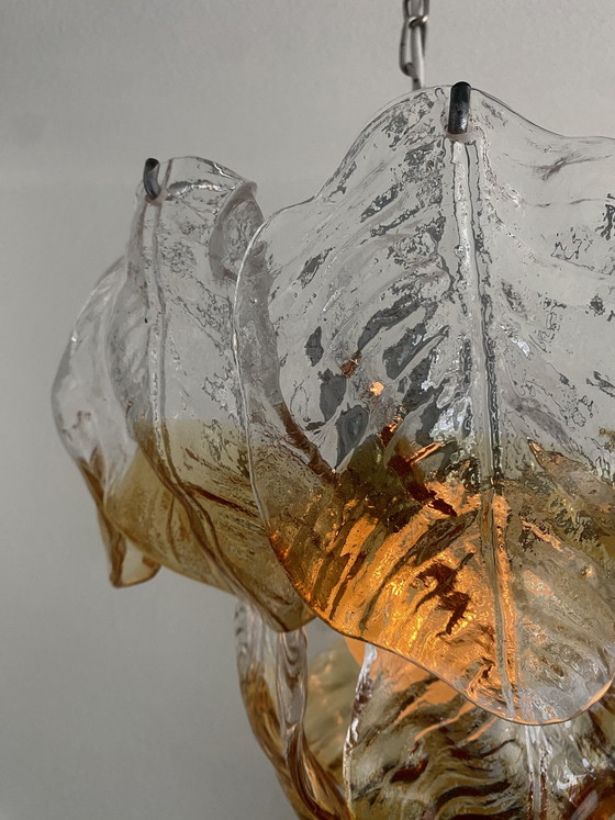Image 1 of Vintage Frozen leaves hanglamp 70’s