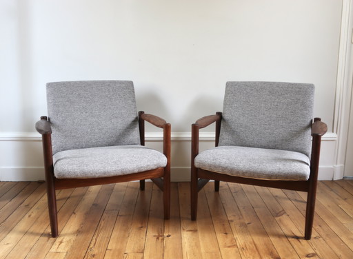 Pair of Vintage Scandinavian Teak Armchairs 1960