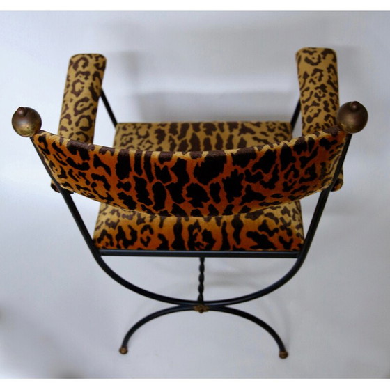 Image 1 of Vintage Curule Seat in Leopardo Silk Velvet 1960s
