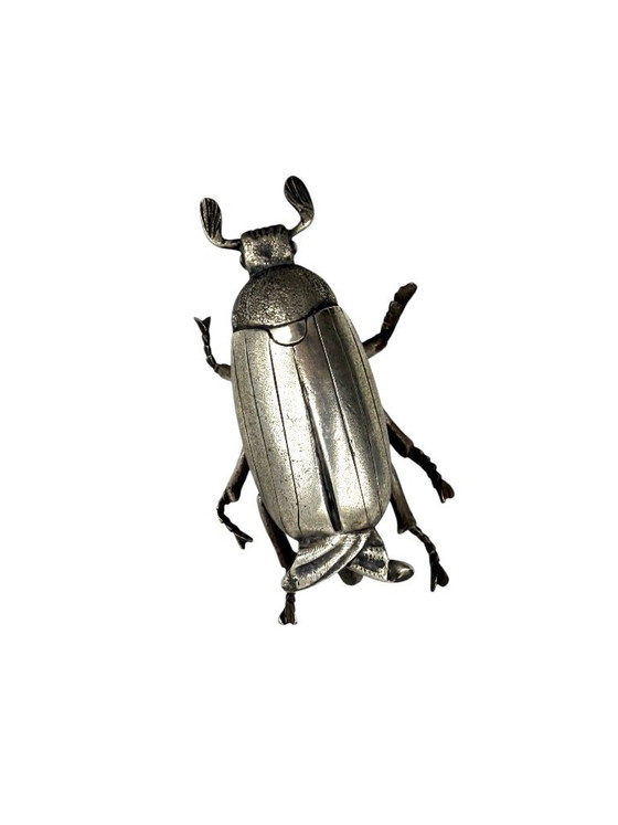 Image 1 of Cendrier/boîte en argent en forme d'insecte, France années 1950
