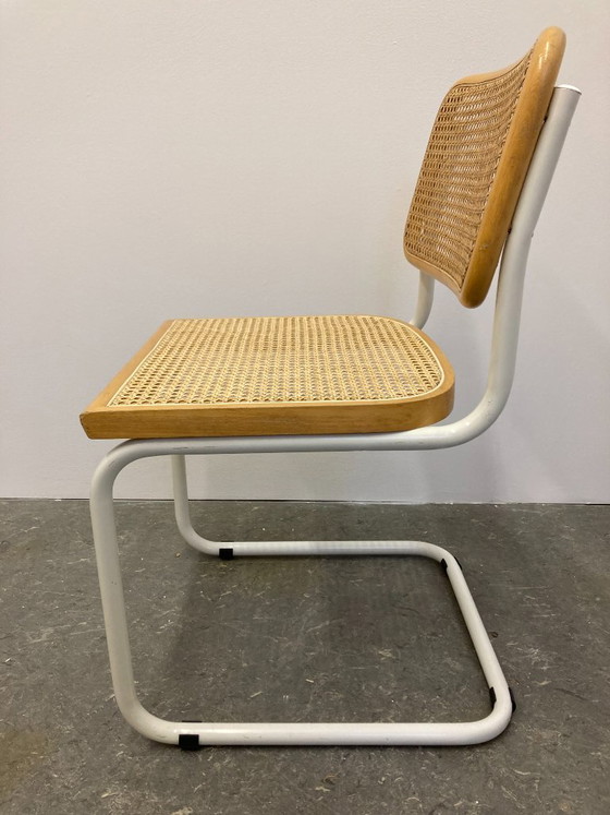 1x Chaise Vintage Cesca Breuer, Chaises de salle à manger, Bois, Métal, Blanc (photo 3 sur 11)