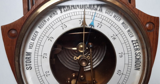 Stazione meteorologica barometro Art Nouveau/Art Deco – Karel van Buren, Vetro, Legno (photo 16 of 21)