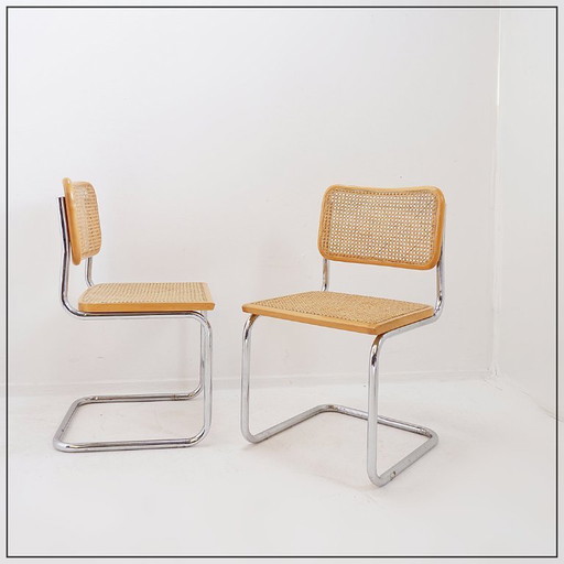 Par de sillas vintage Cesca en madera clara - Italia, años 90