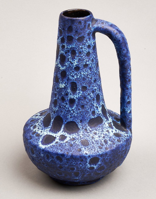 Blaue Kreutz Keramik Vase, Fat Lava 