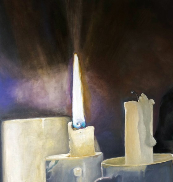 Original Oil Painting Contemporary Art Candle Symbolism Don't Extinguish Yourself – Paintings & Drawings (photo 4 of 7)