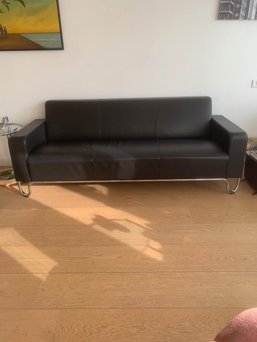 Canapé 3 places en cuir noir Gispen 441
