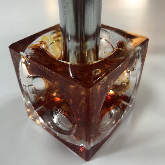 Image 1 of Table Lamp - Cube - Fractal Resin - Polished Steel - 1970