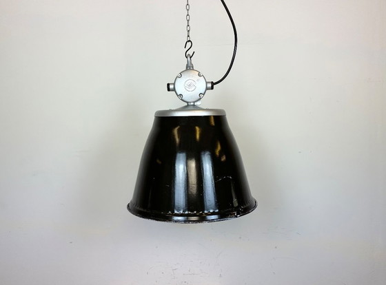 Image 1 of Industrial Black Enamel Factory Pendant Lamp, 1960s