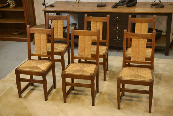 Lot de 6 chaises brutalistes des années 1950. – Chaises de salle à manger (photo 10 of 14)