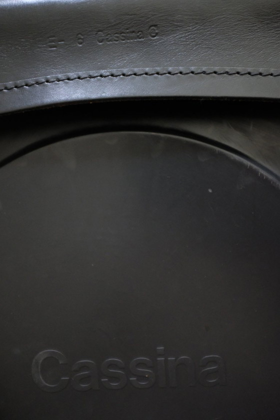 Image 1 of 6x poltrone Cassina in pelle nera CAB con braccioli