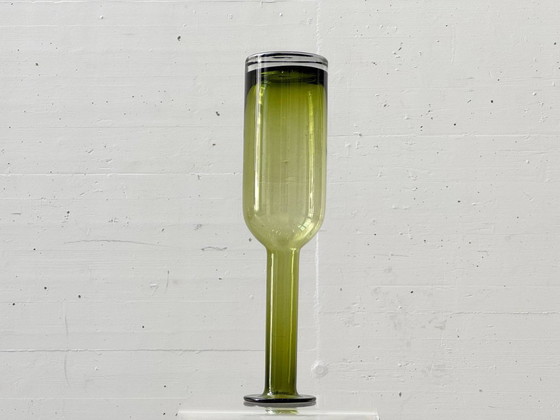 Image 1 of Slim glass vase in olive green, 1970s