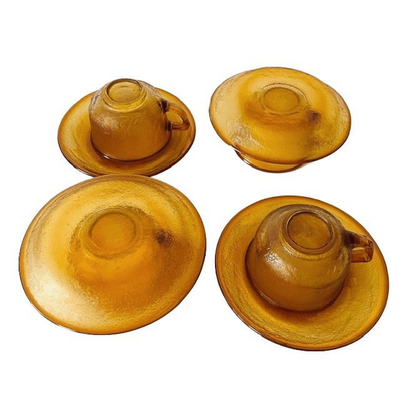 Image 1 of Set di servizio da colazione in vetro ambrato vintage anni '60