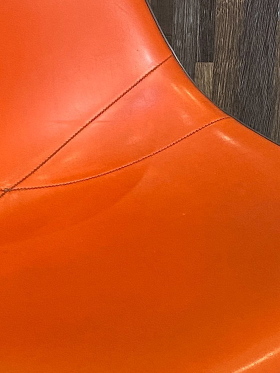 Image 1 of Chaise fibre de verre skai vinyl dsr eiffel orange greige eames herman miller vintage 50 60 70