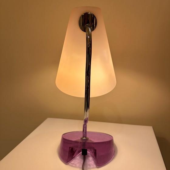 Image 1 of Italian desk light with purple and pink murano crystal glass