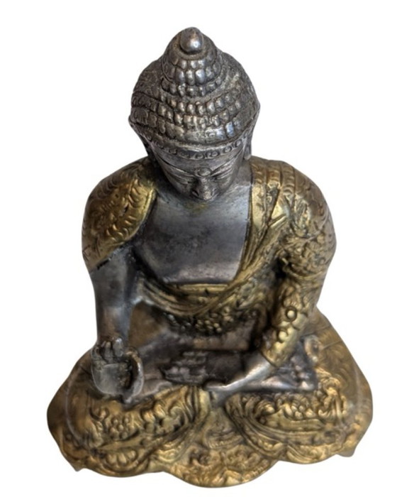 Antique Tibetan Gilt-Bronze Buddha in Vitarka Mudra – 19th Century – Decorative Objects (photo 5 of 7)