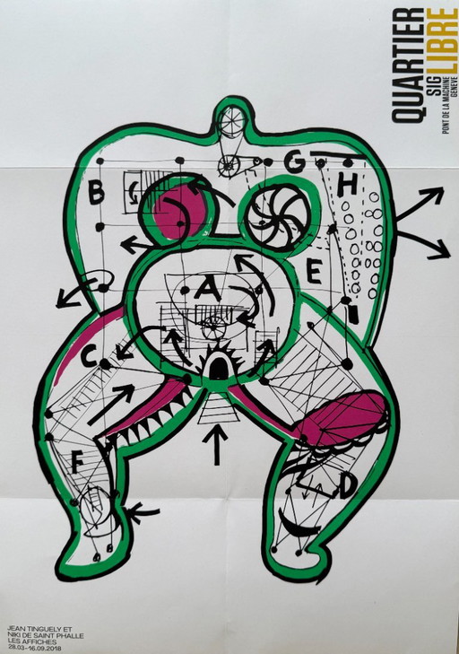 Niki de Saint Phalle, Niki Stabilisée Par Jean Tinguely, originele tentoonstellingsposter, 2018 – Paper