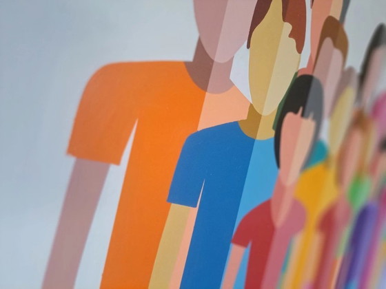 Image 1 of Colorful Modern Figurative Painting | 86 x 114 cm | Acrylic on MDF