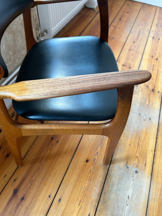 Nr. 2 Deense fauteuils uit het midden van de 20e eeuw, teak, jaren 60 – Leather, Wood (photo 6 of 6)