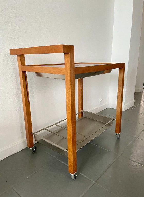 Image 1 of Chariot de bar vintage au design scandinave avec glacière intégrée en métal