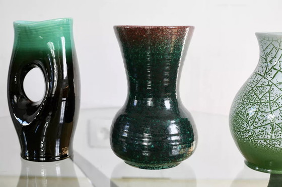 Image 1 of 4x Accolay Vases, Signed Ceramics, France 60's