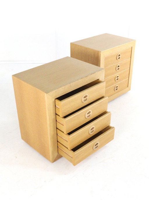 Ensemble de 2 tables de chevet en chêne vintage