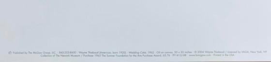 Image 1 of Wayne Thiebaud: "Wedding Cake, 1962". Litografia offset, in ottime condizioni.