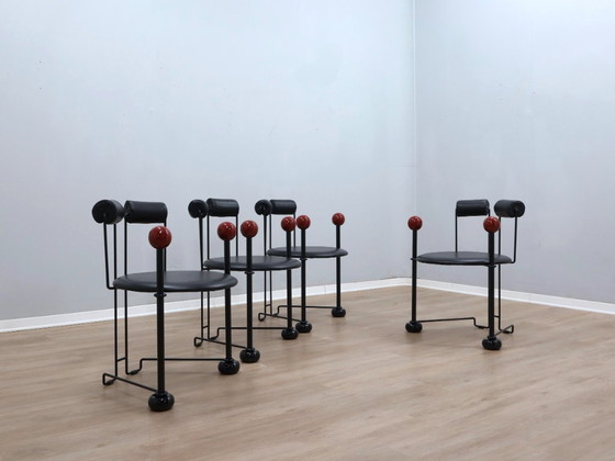 Image 1 of Authentische postmoderne Stühle aus der Memphis-Ära der 1980er Jahre, 4er-Set