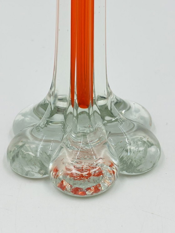 Image 1 of Vintage Murano-style blown orange glass soliflore