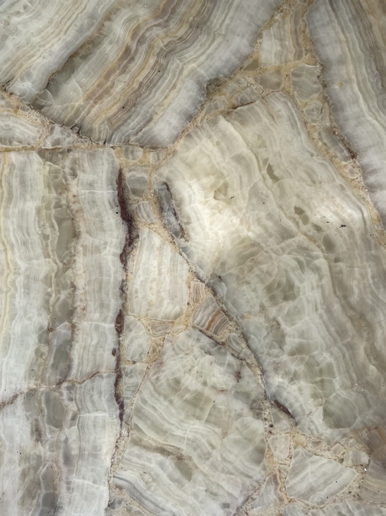 Image 1 of Coffee table marble top/brass legs