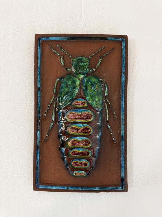 Image 1 of Keramische Wandplakette mit Käfermotiv, Knabstrup Keramik ‘60