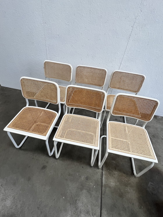 Image 1 of Six Vintage Cesca Design Chairs, White Finish, 1980's