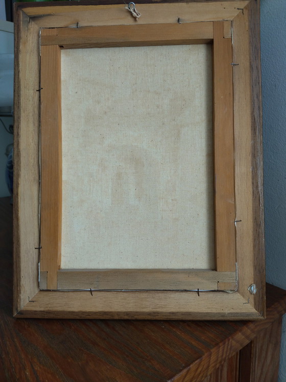 Image 1 of Oil painting on canvas - Mediterranean village - Knife painting technique