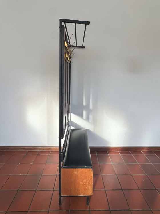 Mobile da ingresso vintage con panca contenitore e specchio – Appendiabiti, Metal, Wood (photo 4 of 9)