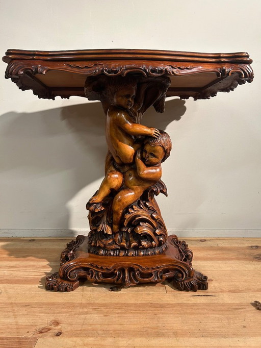 Vintage Barok TV tafel in hout 