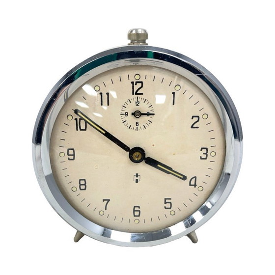 Image 1 of Vintage mechanische wekker van Haller, Duitsland, jaren 60, crèmekleurig, werkend.
