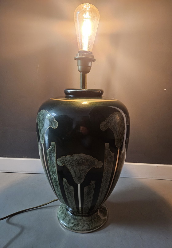 Image 1 of Porzellan-Tischlampe im Art-déco-Stil von Louis Drimmer