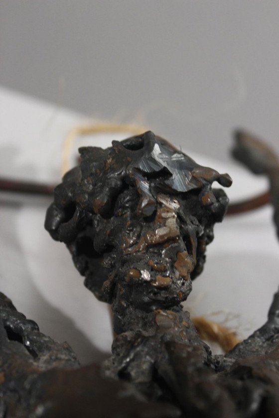 Image 1 of Brutalized crucifixion sculpture in welded iron, bronze, and copper, 1970s, signed