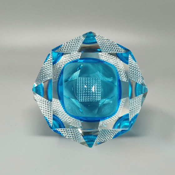 Image 1 of Prachtige blauwe asbak of opvangbak uit de jaren 60 van Flavio Poli voor Seguso. Gemaakt in Italië.