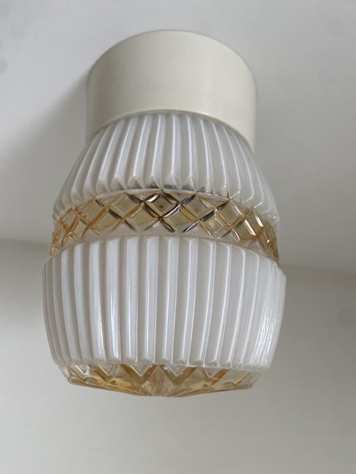 Vintage glass ceiling lamp from the 1960s in Art Deco style