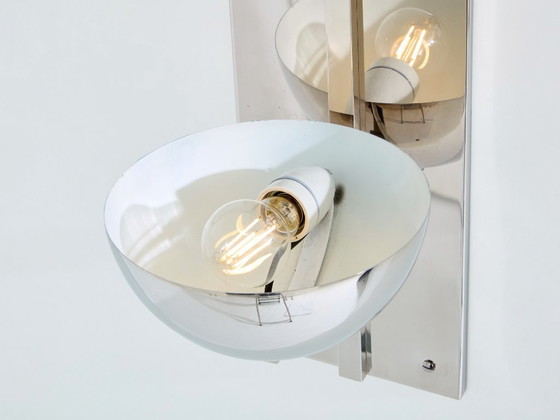 Image 1 of Claude Parent modernist nickel steel wall lights 1992 