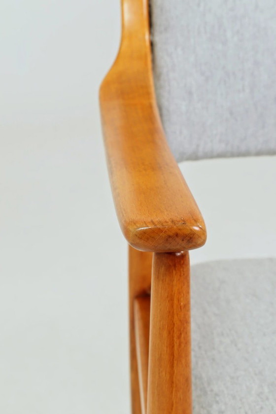 Image 1 of Fauteuil scandinave vintage en tissu laine gris pierre - entièrement restauré, années 1970